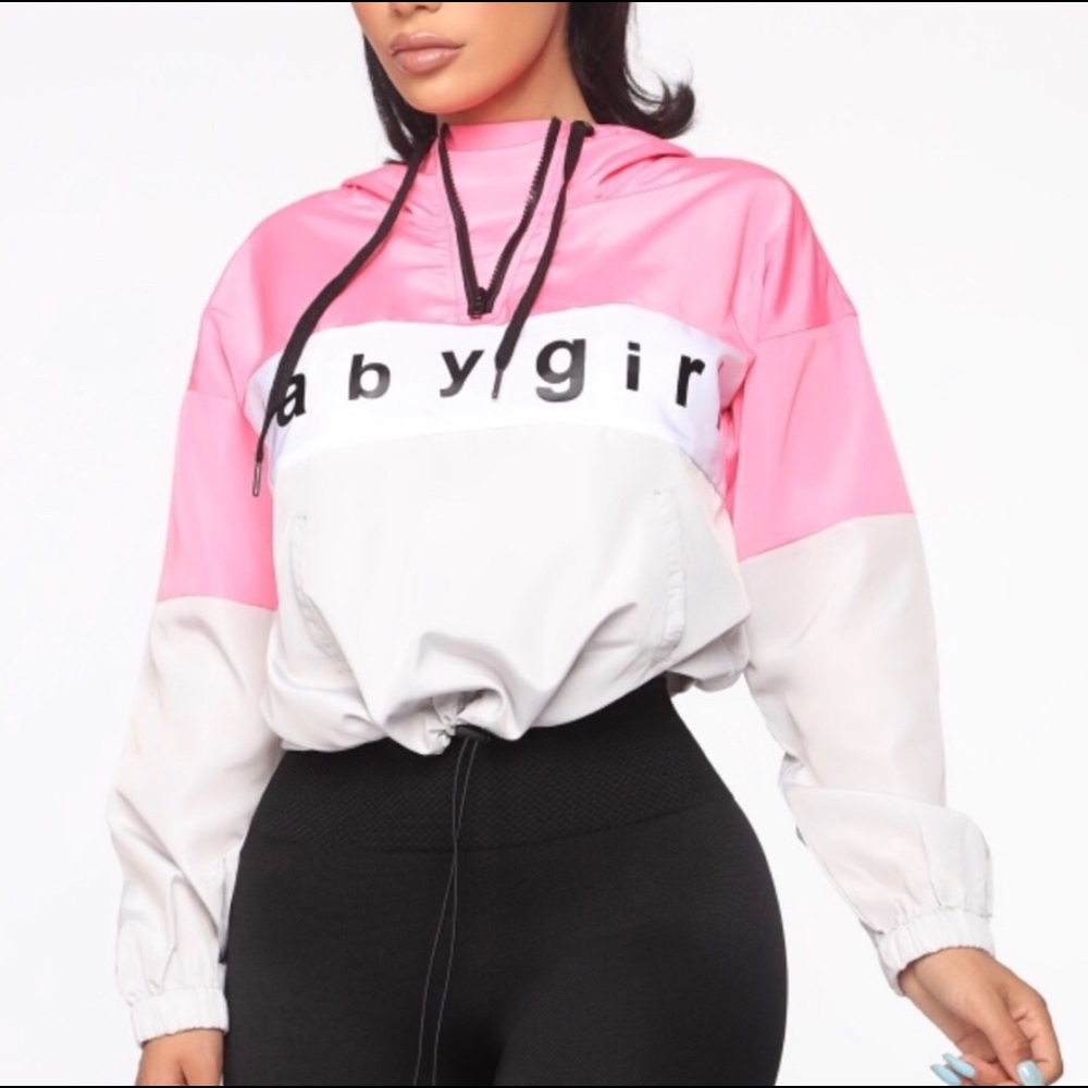 fashion nova windbreaker baby girl /pink and grey